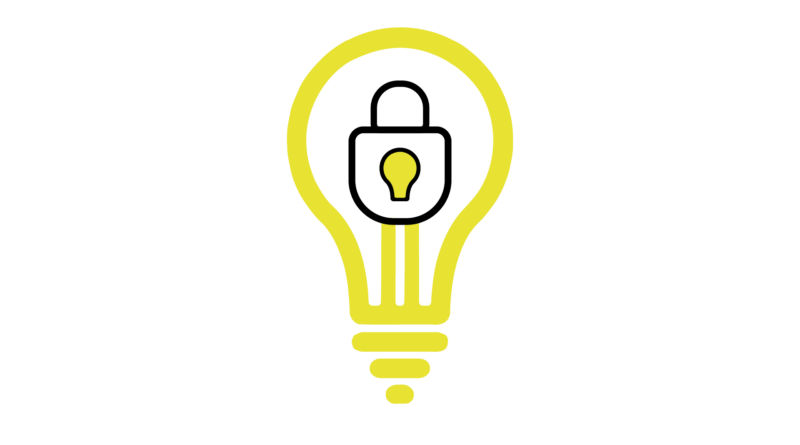 Lightbulb logo with privacy lock