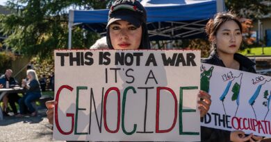 Sara Kishawi at VIU Protest on campus.