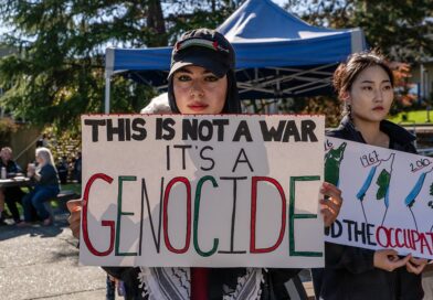 Sara Kishawi at VIU Protest on campus.