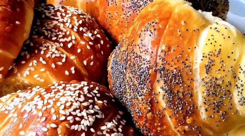 poppyseed croissants in a pan