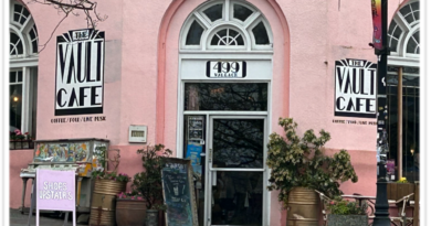 pink building storefront of The Valut cafe in Nanaimo