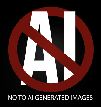AI with a slash through it and the text Say no to AI Generated Images